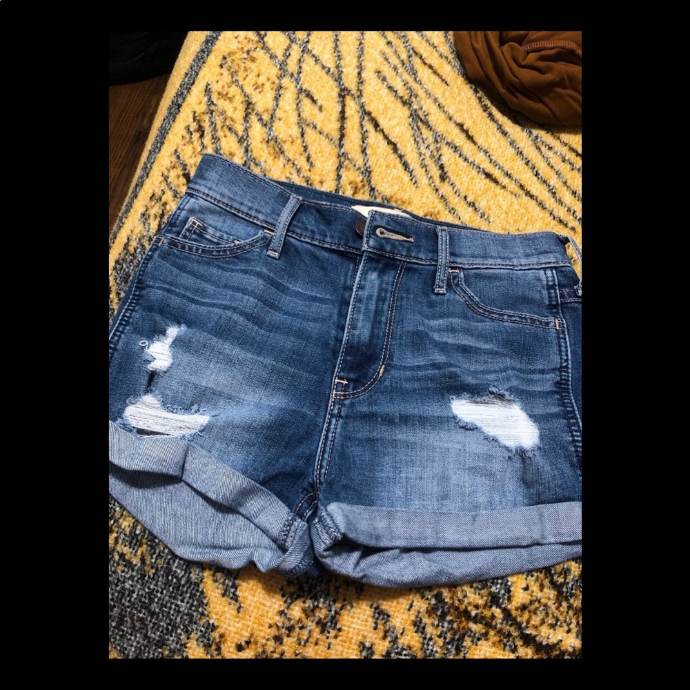 Hollister high rise ripped jean shorts
